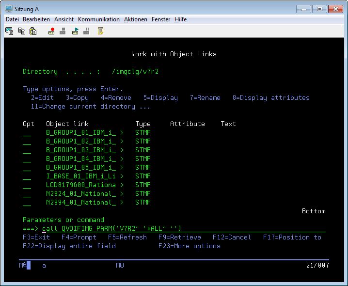 Work with Object Links IBM i